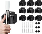 9PCS Broom and Mop Holder, Heavy Duty Garden Tool Organizer Rack Rake and Shovel Handle, Stainless Steel Mop Hanger. Screws for Wall Mounted. Matte Black
