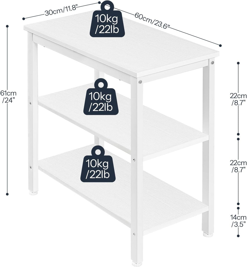 HOOBRO End Table, Simple Rustic Side Table with 3-Tier Storage Shelf, Narrow ...