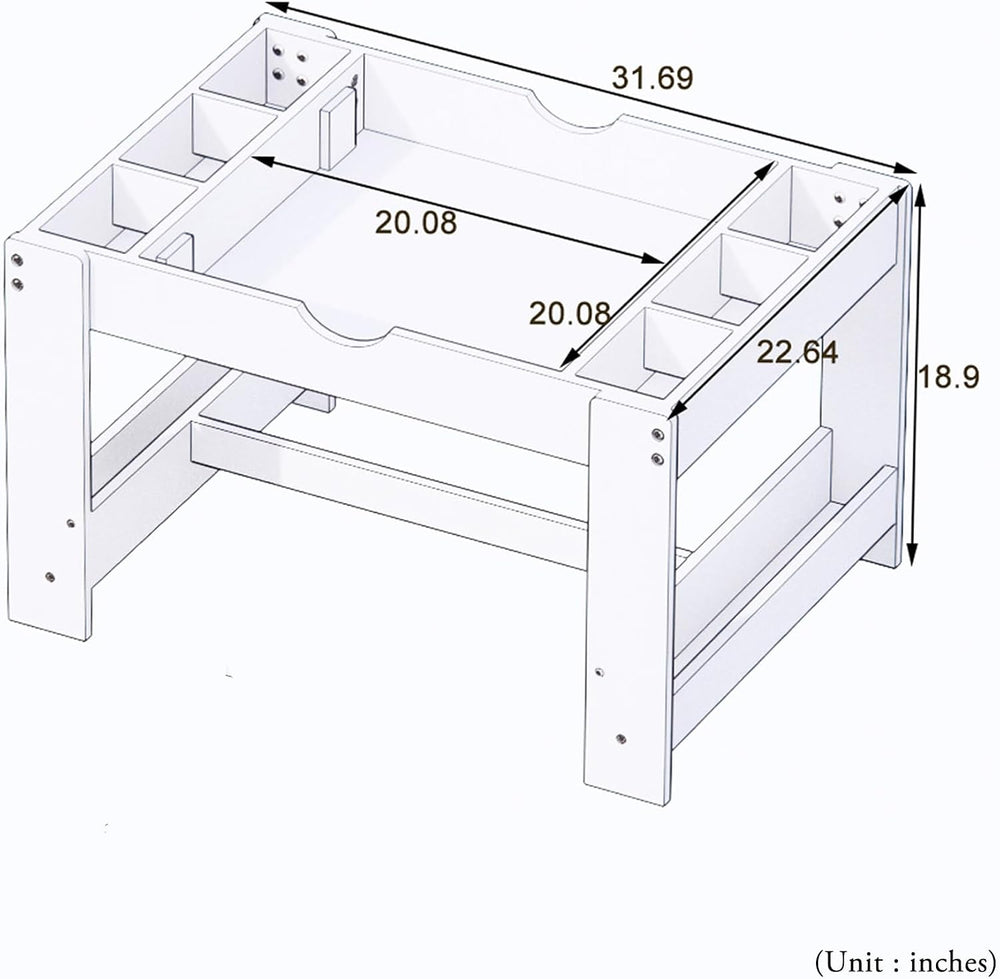 2-in-1 Play Table Set with 2 Chairs, Brick Base and Whiteboard Top | 2 Chairs...