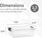 Superio Clear Storage Boxes with Lids, 2.3 Quart Plastic Container Bins for Organizing, Stackable Crates, BPA Free, Non Toxic, Odor Free, Organizers for Home, Office and Dorm, 8 Pack