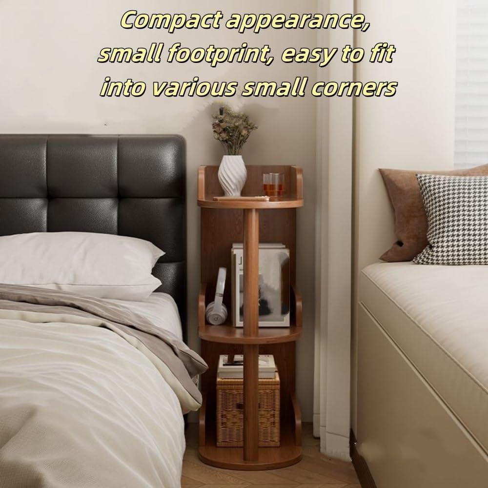 Solid Wood Side Tables Multi-Layer Storage Rack Bedside Table End Table Books...