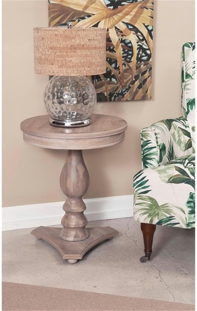 Pemberly Row Round Wood Side Table, 20" D x 24.5" H, Natural Brown ...