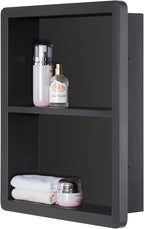 Shower Niche 14x18, Recessed Medicine Cabinet Without Mirror, 304 Stainless Steel Bathroom Storage Cabinet with Shelf, Waterproof Wall Niche for Bathroom in Matte Black