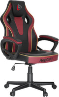 HapGIFT Computer Chair, Racing Style Gaming Chair with Link Armrest, Ergonomic PC Office Chairs for Adults Teens, Height Adjustable Video Game Chairs for Home, Swivel PC Chair, 300lbs (BLACK RED)