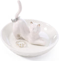 Ceramic White Cat Ring Holder, Cat Jewelry Tray for Cat Lovers for Women, Christmas, Valentine's Day, Mother's Day