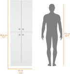 23.6" D*11.8" W*71.1" H Freestanding Kitchen Pantry with 4 Shelves, 2 Double Doors, Rectangular Storage Cabinet, Modern Minimalist, for Living Room, Dining Room, White