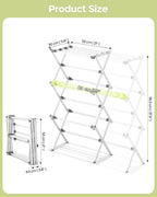 APEXCHASER Drying Rack Clothing - 3 Tier Metal Clothes Drying Rack Collapsible, Laundry Drying Rack Expandable, Small Clothe Airer for Baby Clothes Towel Bib Sock Indoor Outdoor Use(White)