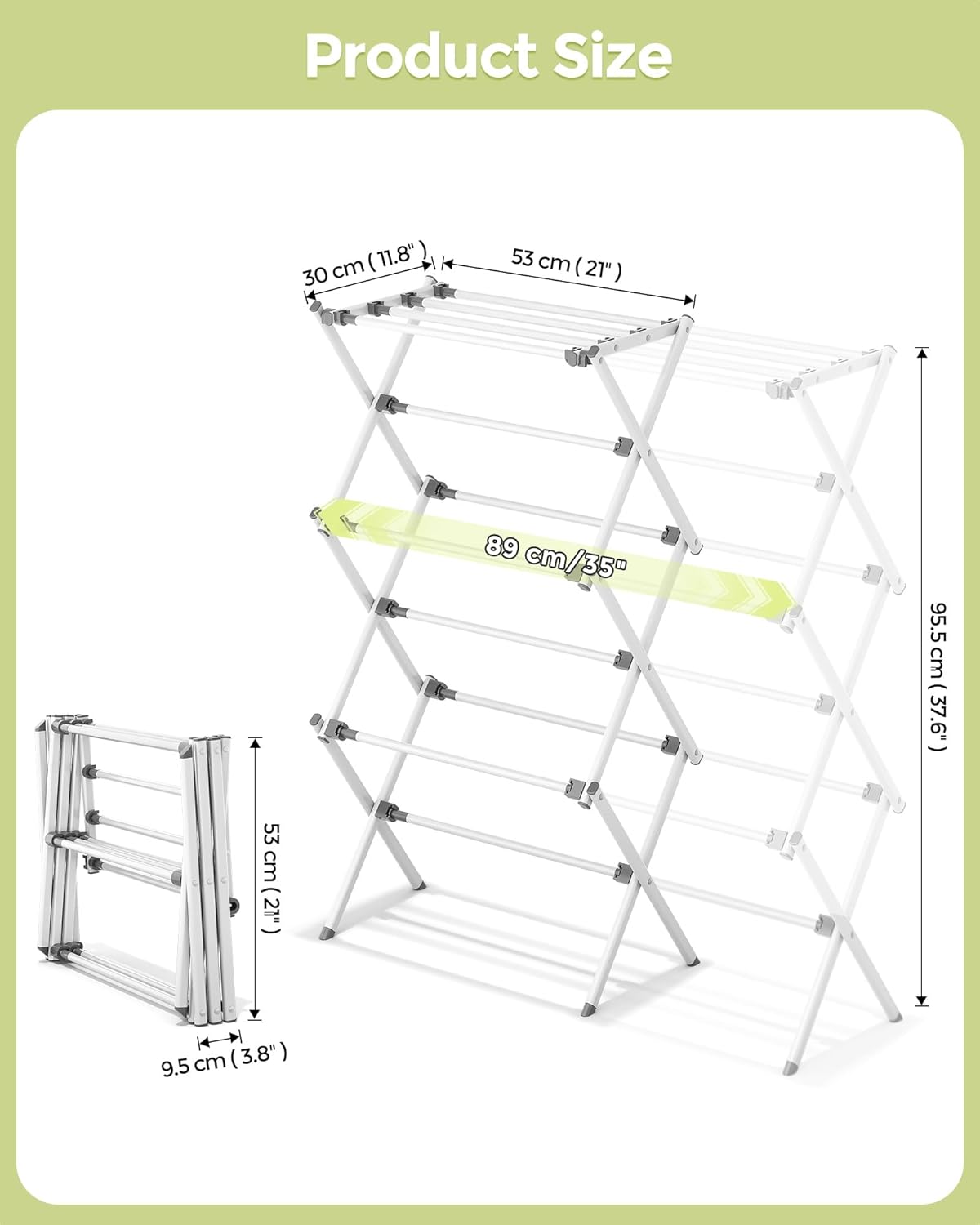 APEXCHASER Drying Rack Clothing - 3 Tier Metal Clothes Drying Rack Collapsible, Laundry Drying Rack Expandable, Small Clothe Airer for Baby Clothes Towel Bib Sock Indoor Outdoor Use(White)