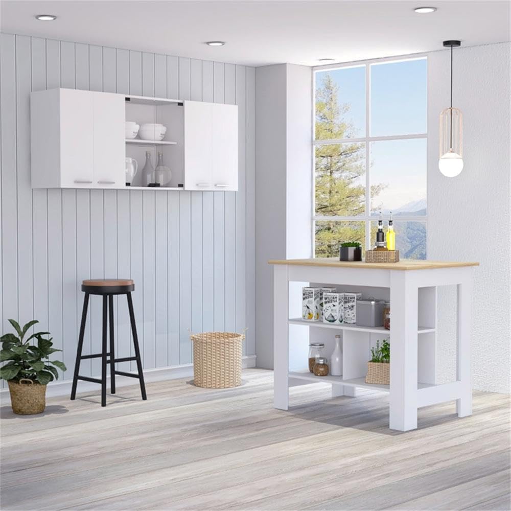 Pemberly Row 2-Piece Engineered Wood Kitchen Set, Includes Kitchen Island and...
