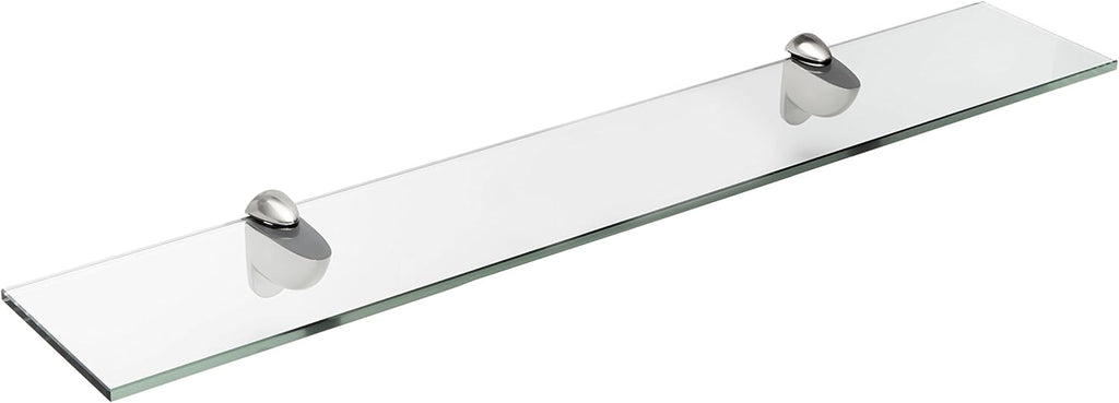 Spancraft Glass H-8x27-Brushed Steel Heron Glass Shelf, Brushed Steel, 8" x 27"