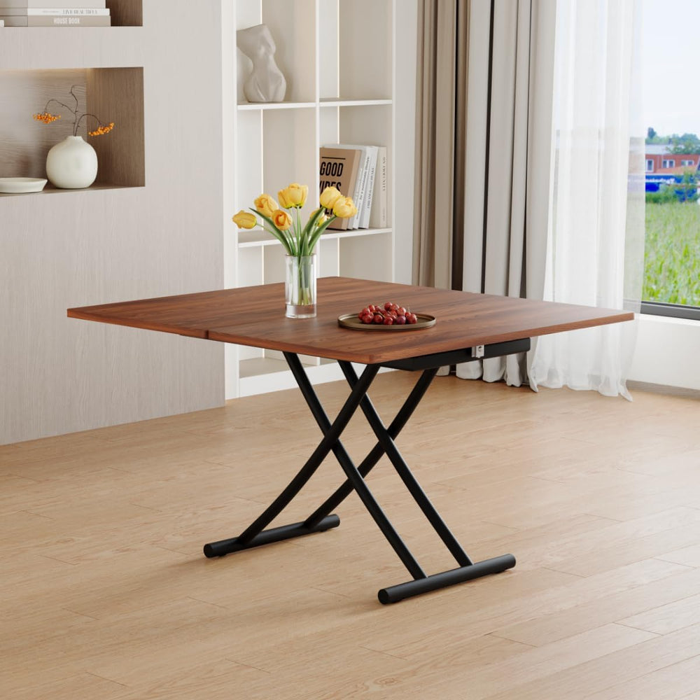 Liftable Folding Dining Table for 4, Adjustable Drop Leaf Table, Multi Functi...