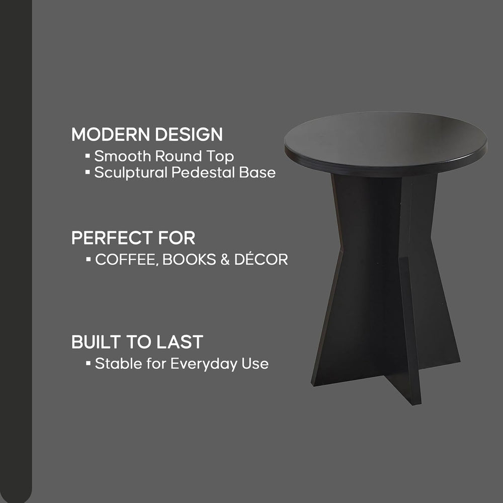 Kings Brand Furniture Round Side Table, Modern Pedestal Base Accent Table for...