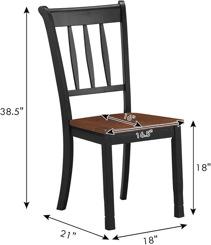 Giantex Wood Dining Chairs Set of 2, Armless Kitchen Chairs w/Solid Rubber Wood Frame, Easy to Assemble Dining Side Chair, Farmhouse Dining Room Chairs