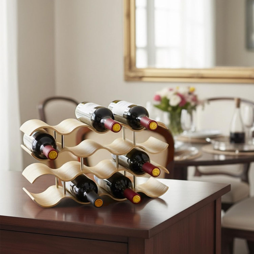 4-Tier Wine Rack Countertop, 14 Bottles Wooden Wine Holder Inserts for Cabine...
