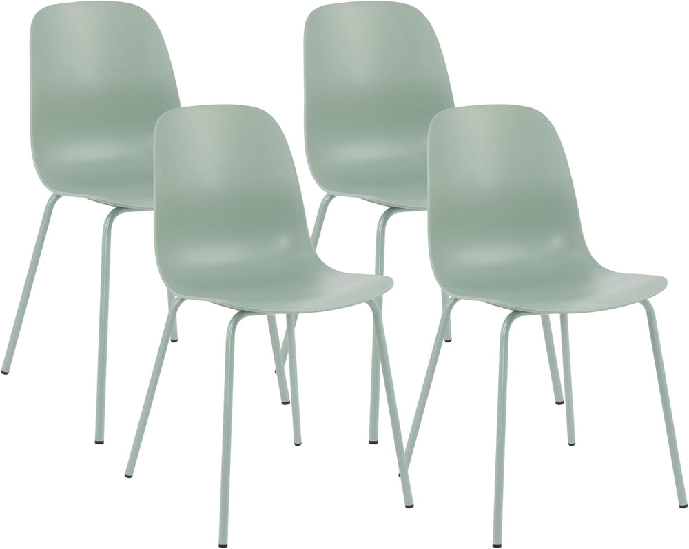 LSSBOUGHT Modern Dining Chairs Set of 4, Mid-Century Plastic Kitchen Chairs w...
