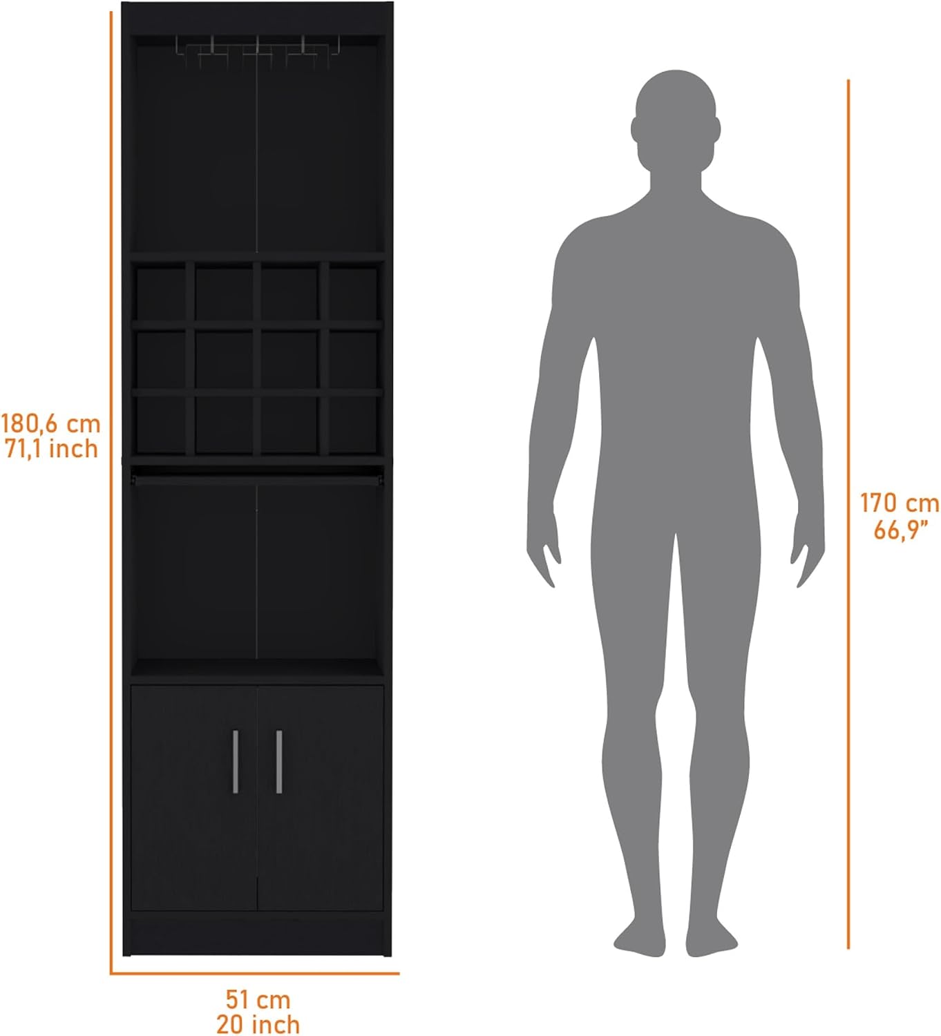 Tall Narrow Cabinet multistorage with Wine Storage, Kitchen Wine Sideboard Pantry Locker,for Kitchen Home