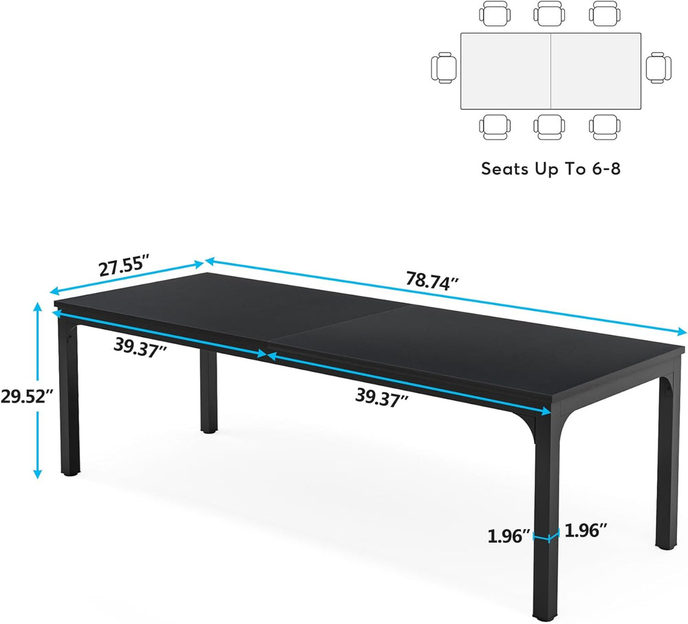 Tribesigns 78.7 Inches Long Dining Table for 6-8 Person, Large Industrial Rec...