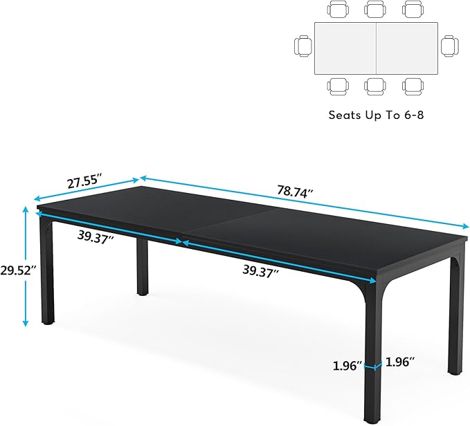 Tribesigns 6.5FT Conference Table, 78.7 Inche Rectangle Meeting Seminar Table, Large Business Tables for 6-8 People (Only Table)