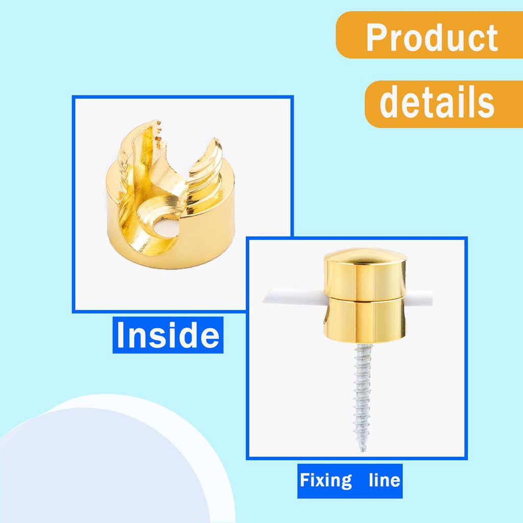 3 Sets Charger Cord Holder, Gold Metal Adhesive Cable Management Clips,Adjustable Cable Anchor Holders,Wire Organizer for Desk, Wall, Home, Office