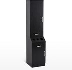 BarberPub Wall Mount Classic Barber Station with 3 Hair Dryer Holders, Hair Stylist Salon Storage Cabinet, Beauty Spa Tool Organizer Equipment 3207 (Black)