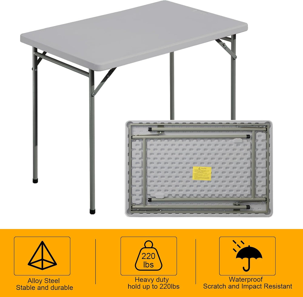 Folding Table 3ft Rectangular All-Occasion Plastic Folding Event Table for In...