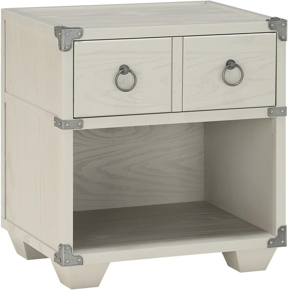 Gray Finish Nightstand, 2-Drawer Nightstand,for Small Spaces