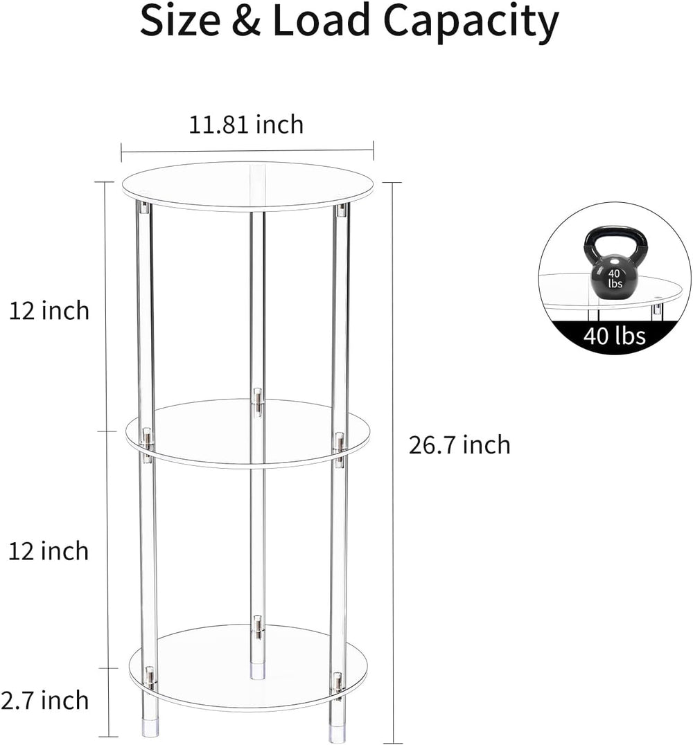 Clear Round Acrylic Side Table for Small Spaces, 11.81" L x 11.81" ...