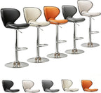 Reception Chair, Metal Bar Stools, Home Office Desk Chair, Commercial Stainless Steel Stool, 360° Free Rotation, with Padded Cushion and Back(White)