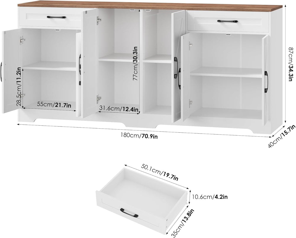 BOTLOG 2PCS Kitchen Cabinets, 71” Large Sideboard Buffet Cabinet with Storage...