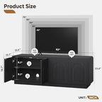 Bestier 63" Mid Century Modern TV Stand for Living Room, Wood Media Console Cabinet for TVs up to 70", Entertainment Center with 4 Arched Doors, Hidden Storage & Adjustable Shelves, Black