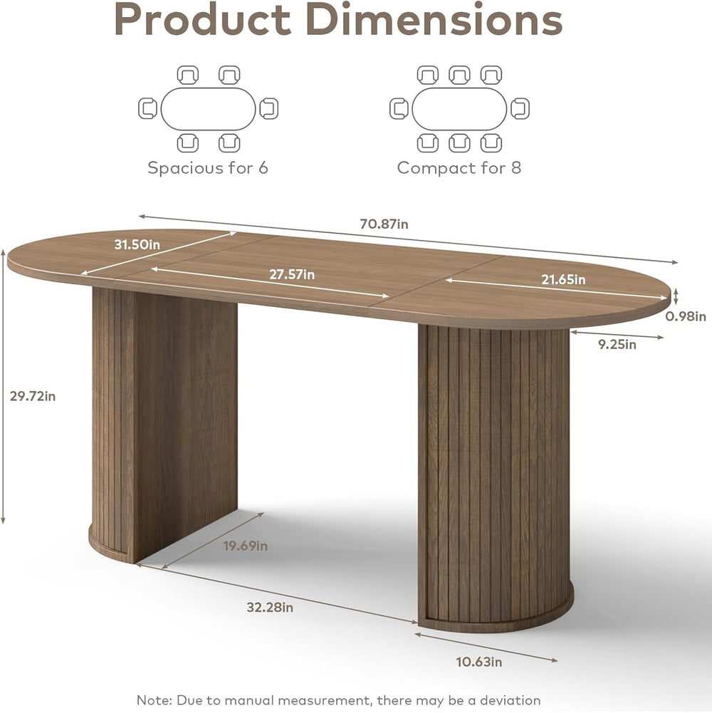 SoarFlash 70.8" Oval Dining Table for 4-6 Person Kitchen Table with Semi...