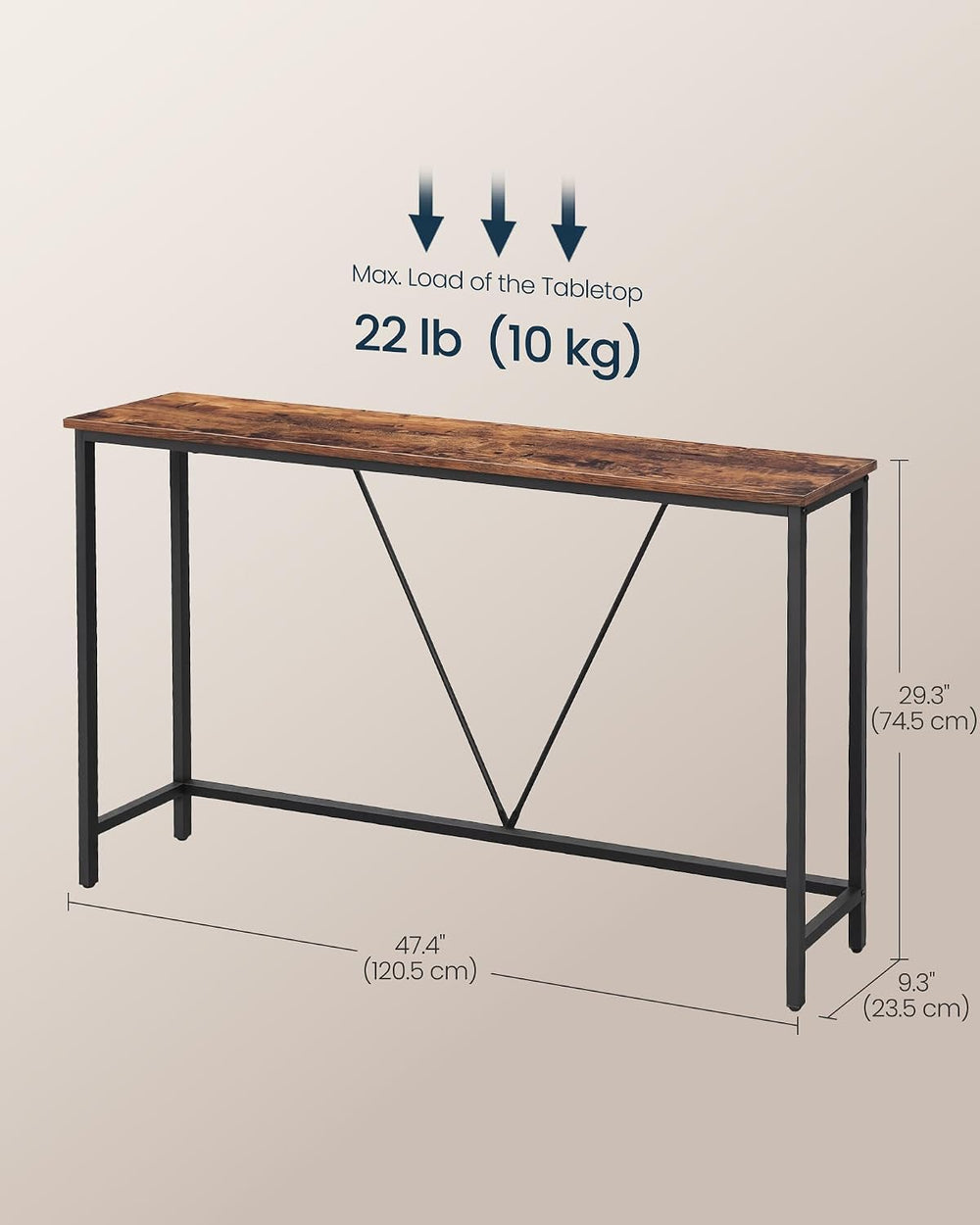 SONGMICS HOME Entryway Console Table, Behind Couch Table, for Living Room, Be...