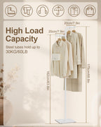 Coat Hanger Stand, Modern Garment Rack with Rock Slab Base, Heavy-duty Metal Clothes Tree for Boutiques, Hallway, Entryway, 68.9 Inches High, White, GYJ012W