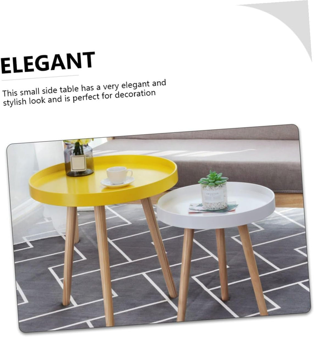 ABOOFAN Nordic Style Small Round Side Table Wooden Mini Sofa End Table for Li...