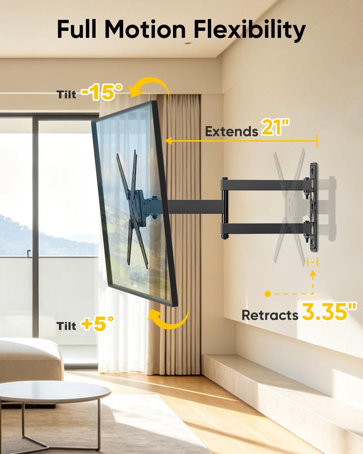 FORGING MOUNT Full Motion TV Wall Mount for 17-50 inch TVs up to 66 lbs,Rotating TV Wall Mount with Articulating Arms, Extension, Tilt, Swivel, Max VESA 300x300mm