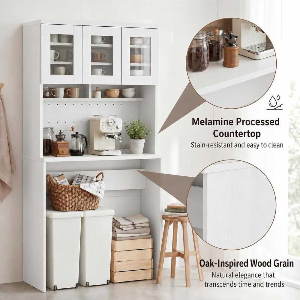 Garvee 71.5" Kitchen Cabinet with Trash Can Storage, Kitchen Trash Can C...