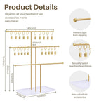 POVETIRE Headband Holder Stand Storage for Baby, 3 Tier Wooden Bow Organizer for Girls Hair Bows, Infant Hair Accessories Rack Display for Nursery Decor