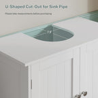 TEENFON Pedestal Sink Storage Cabinet, Under Sink Cabinet with 2 Doors & Shelf, Under Bathroom Sink Cabinet, Pedestal Sink Storage for Bathroom, White