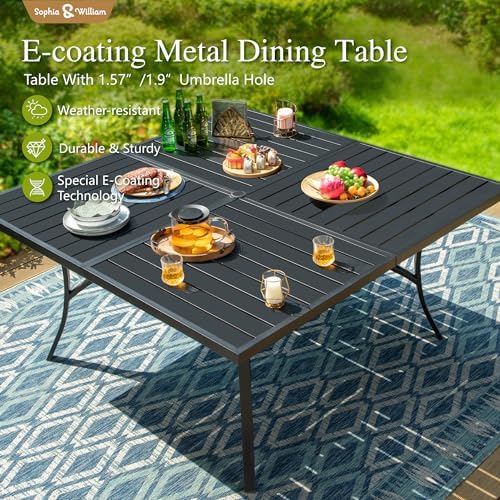 Sophia & William Outdoor Dining Set for 8 w/Square Metal Table, Blue