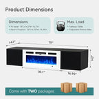 MXV 70'' Floating TV Stand, Modern Media Entertainment Center with 36" Electric Fireplace, TV Console Cabinet Wall Mounted, Adjustable 12-Color LED Lights, for Living Room, Black + White