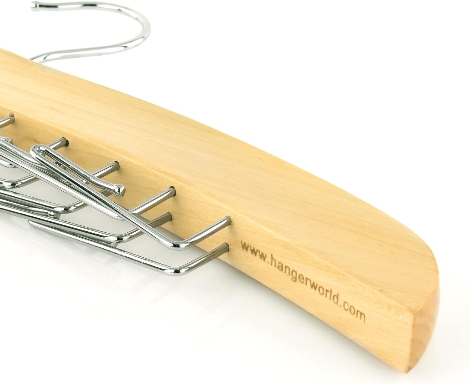 HANGERWORLD Hanging Tie Holder Organizer Rack - Premium Wooden Tie Hanger with 24 Folding Accessory Hooks for Closet Space Saving