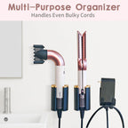 Curling Iron Holder Wall Mount, Premium Organizer for Dyson Airwrap Holder and Flat Iron Holder Wall Mount, Durable Aluminum & Plastic, Modern Space-Saving Storage for Bathroom Vanity, 3M Adhesive
