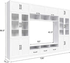126" Entertainment Center Wall Unit with Glass Doors & Drawers, Large Wall Unit TV Stand for TVs up to 70", Media Console Table for Living Room, Can be Split into 4 Separate Cabinet, White