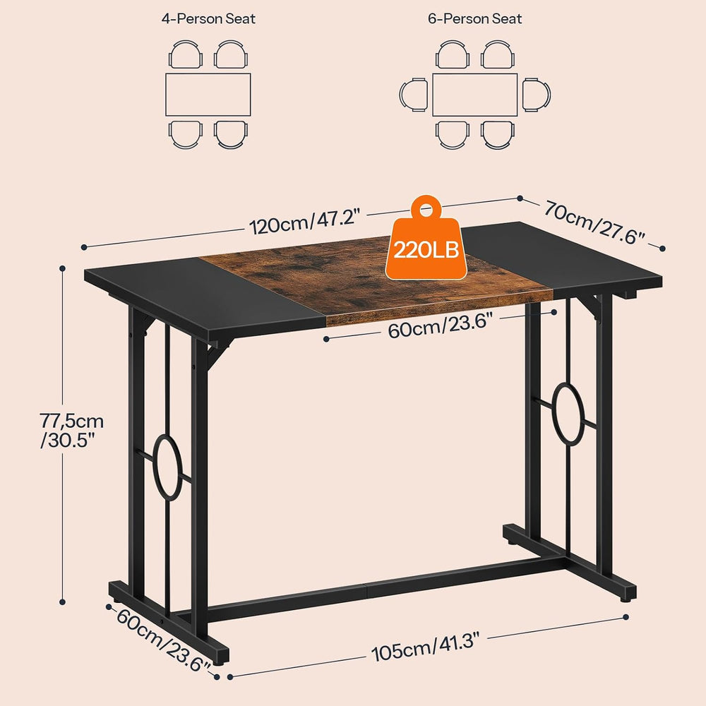 HOOBRO Dining Table, Wooden Kitchen Table for 4-6, Rectangular Dining Room Ta...