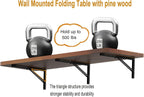 IAE Floating Wall Mounted Folding Table Desk with Pine Wood,48" x 22" Foldable Workbench,Fold Down Wall Mounted Foldable Desk with Shelf Brackets,Laundry Folding Table for Home,Dining,Kitchen,Teak