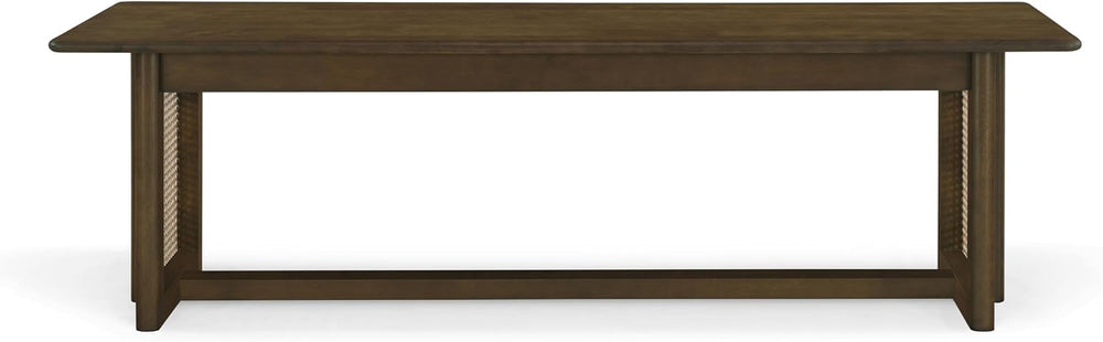 Merax Rustic Rubber Wood 59.06''L Rectangular Dining Bench with Ratta...