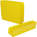 Akro-Mils 30128 Plastic Shelf Bins, Heavy Duty Storage Bins for Garage, Closet, and Drawer Organization, 18-Inch x 4-Inch x 4-Inch, Yellow, 12-Pack