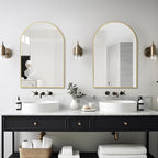 Arched Wall Mirror 20"X30", Gold Bathroom Vanity Mirrors for Over Sink, Modern Farmhouse Mirror Wall Mounted, Curved Arch Design for Bedroom, Living Room & Home Decor