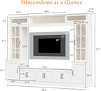 AMERLIFE 98" W Wall Unit TV Stand with Storage for TVs up to 80", Modern TV Console with LED Lights, Entertainment Center with Bookshelves for Living Room, White