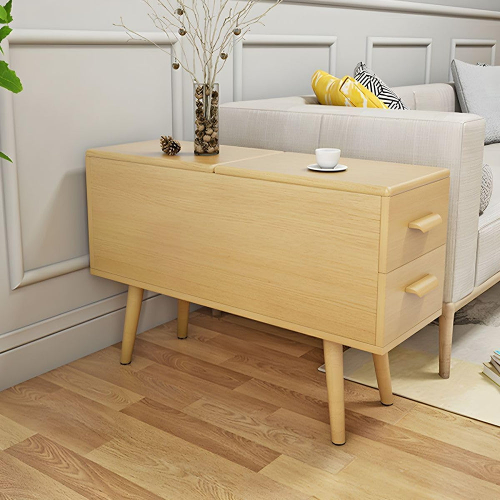 Modern Side Table with Drawers - Wood Home Office Storage End Table, 2-Tone N...